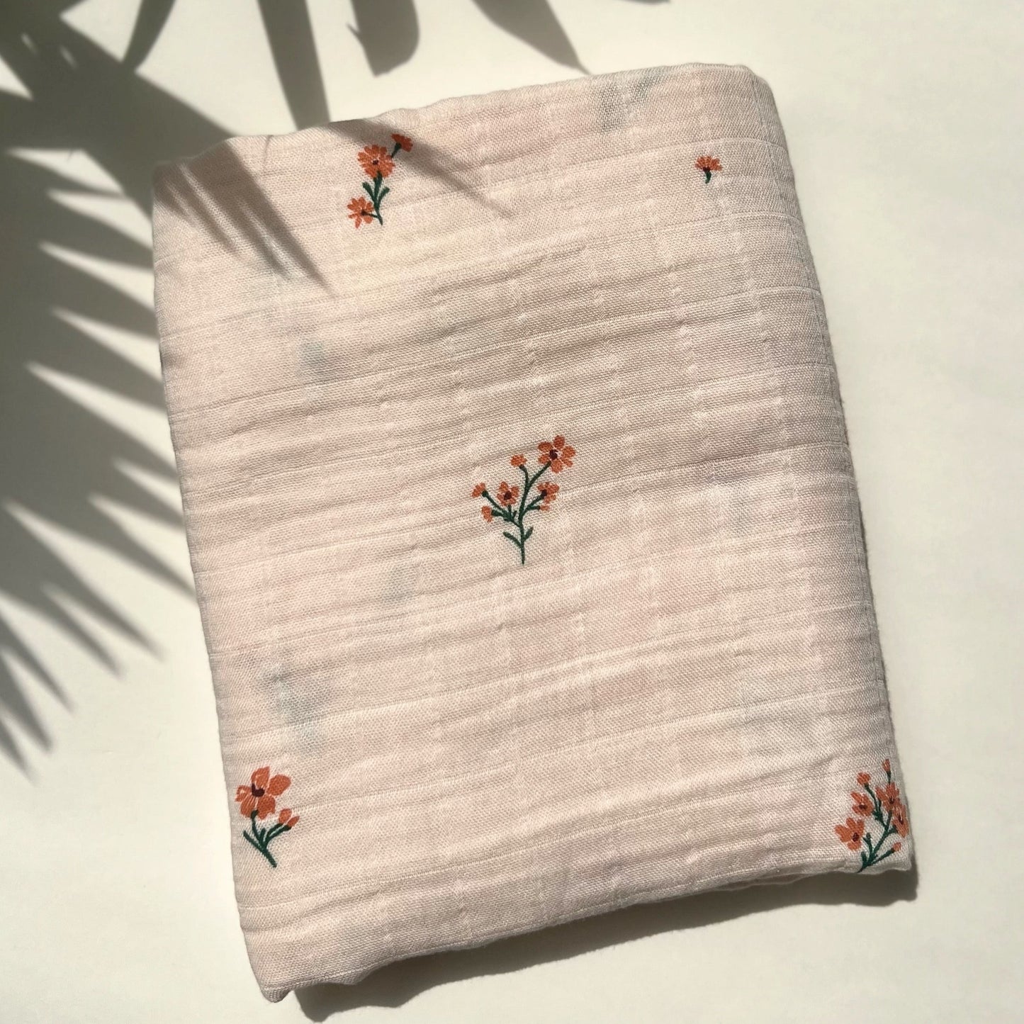 Orange Flowers Bamboo Cotton Swaddle