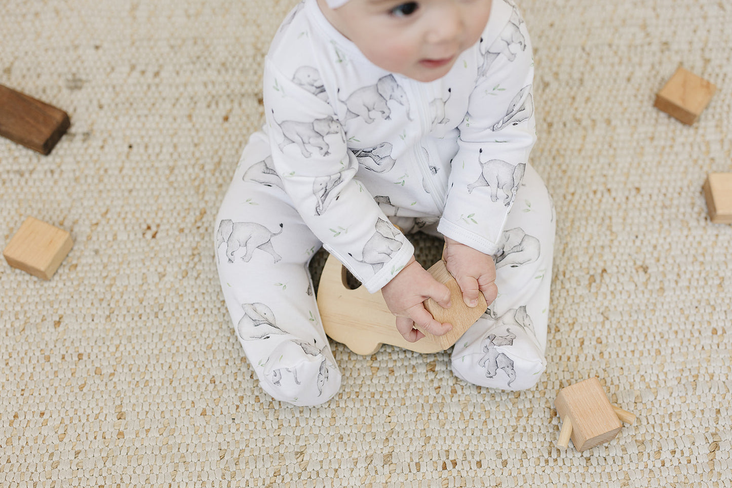 Elephant zipper sleepsuit